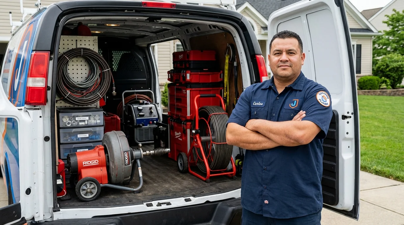 Professional drain cleaning equipment and Johns Plumbing LLC plumber in Centralia