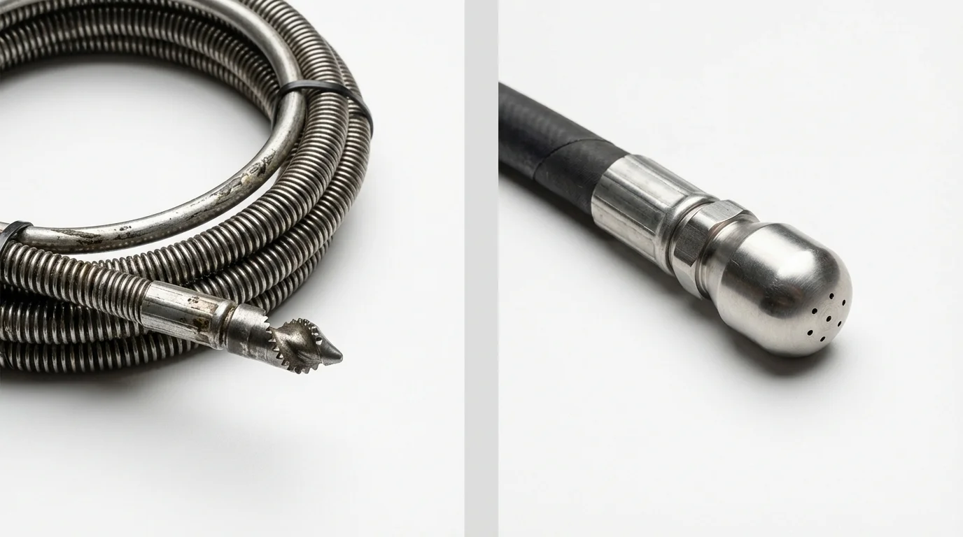 Drain snake cable and hydro jetting nozzle used for drain cleaning in Centralia, IL